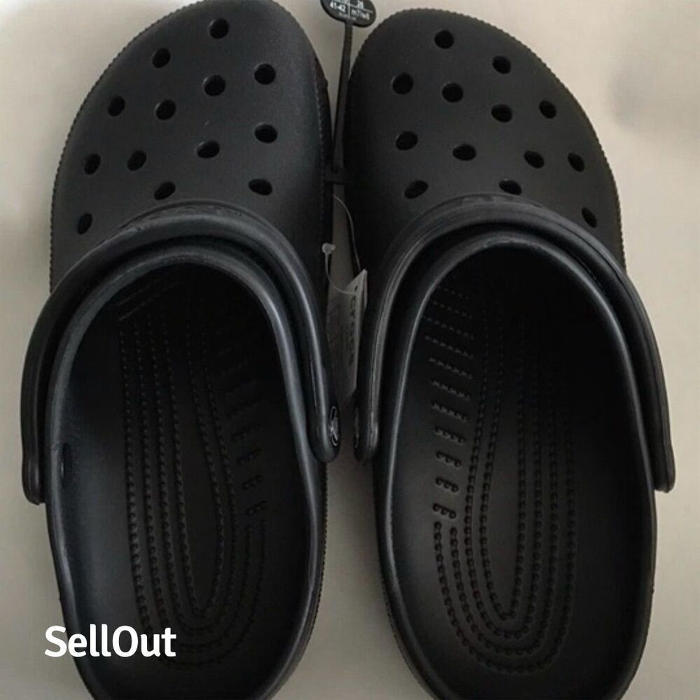 Crocs Unisex Adults's Classic Clogs Black Size W9/M7 Casual Slip-On Shoes - Picture 1 of 6